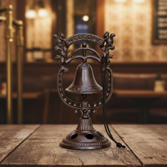 Dinner Bell Cast Iron Tabletop Squirrel Welcome Service Call - 16x12.5x29cm