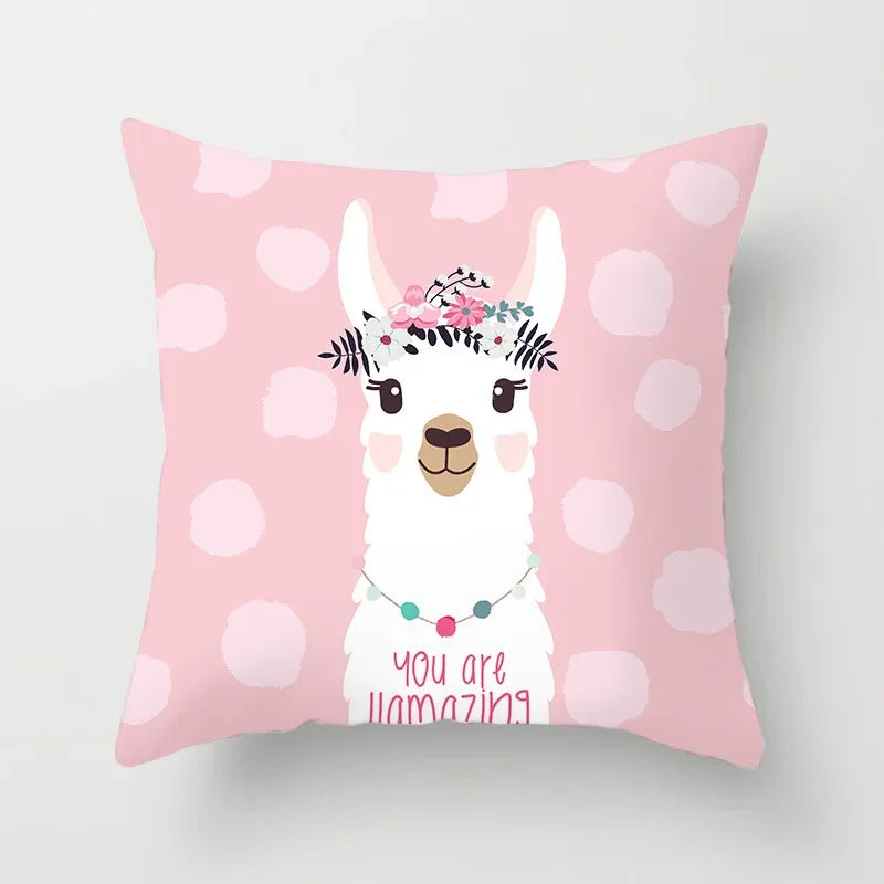 Cartoon Alpaca Llama Cushion Cover | 20 Designs | 30cm to 66cm