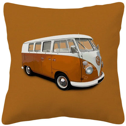 VW Kombi Van Cushion Covers | Retro Vintage Bus Art | Blue Pink Green Yellow Mustard | Sofa Throw Pillow