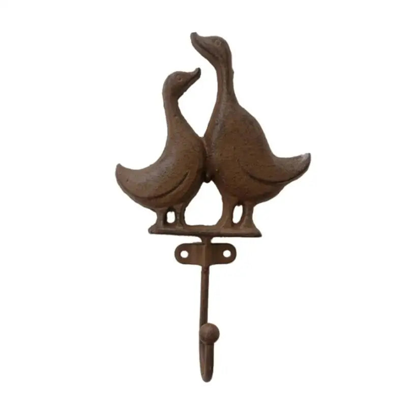 Duck Pair Cast Iron Wall Hook | Rustic or French White | Farmhouse Storage