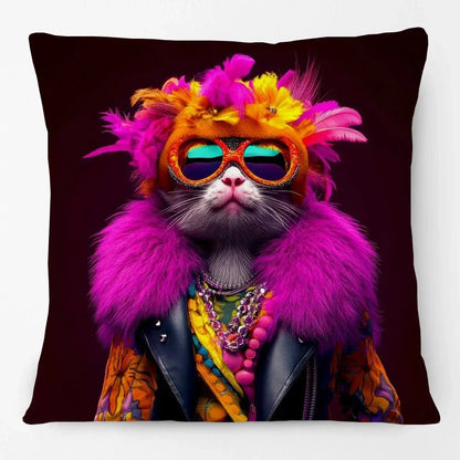 Fashion Animal Portrait Cushion Covers | Poodle Dog Pug Cat Fox Monkey Duck Elephant Throw Pillow Cases
