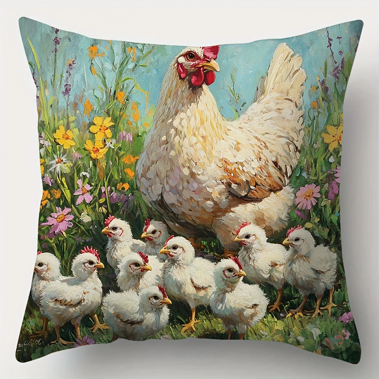 Cushion Cover Chicken Hen Rooster Set of 4 | Polyester | 5 Sizes