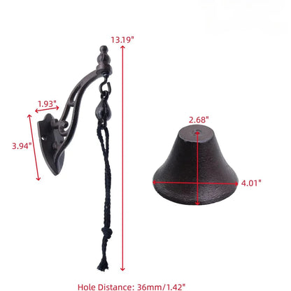 Cast Iron Dinner Bell Doorbell Vintage Antique Style - 33.5cm x 4.9cm