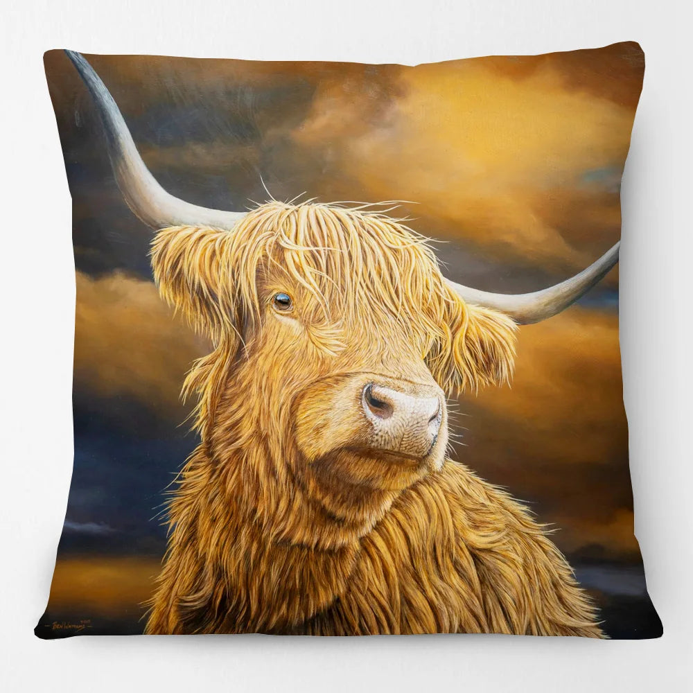 Highland Cow Cushion Covers | Watercolour Art | Mother & Calf, Family, Portrait | Farmhouse Sofa Pillow