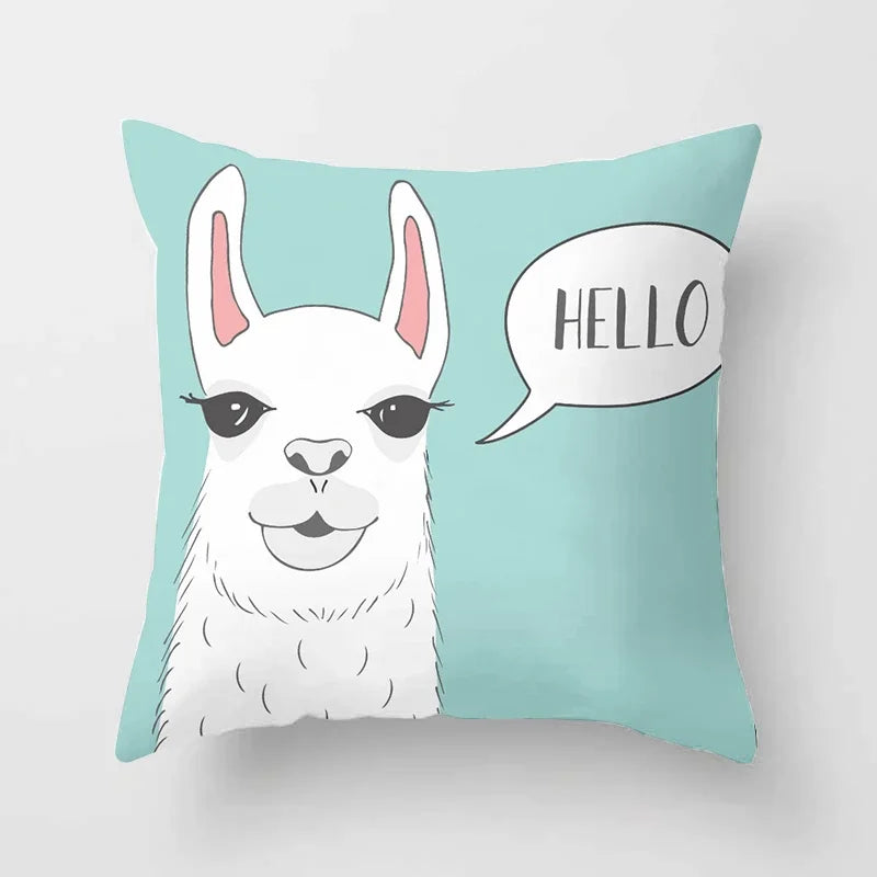 Cartoon Alpaca Llama Cushion Cover | 20 Designs | 30cm to 66cm