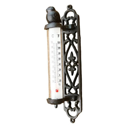 Thermometer Wall Mounted Bird Cast Iron Rustic