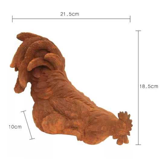 Cast Iron Rusty Rooster Sculpture | Farmhouse Cockerel Ornament | Home & Garden Decor