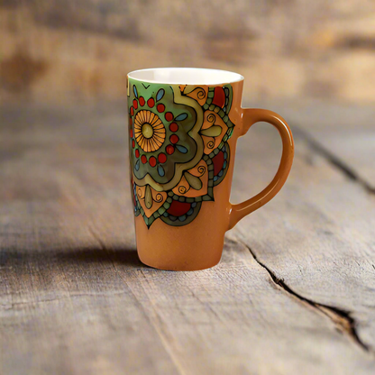 Mug Cup Tea Coffee Mandala Boho Orange