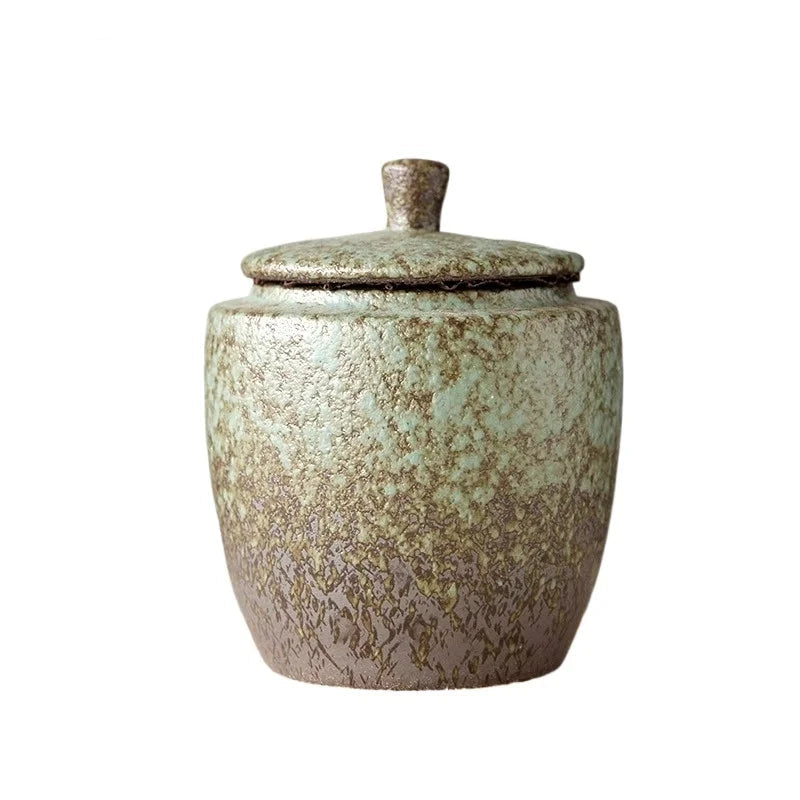 Vintage Ceramic Tea Canister | Kiln-Fired Sealed Storage Can | 280ml | Japanese Style