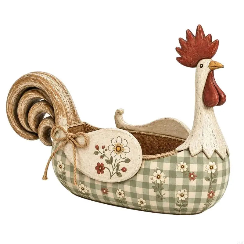 Farmhouse Rooster Storage Caddy | Gingham & Floral Kitchen Organiser