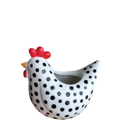 Polka Dot Chicken Planter | Resin Hen Succulent Pot | Farmhouse Garden Decor