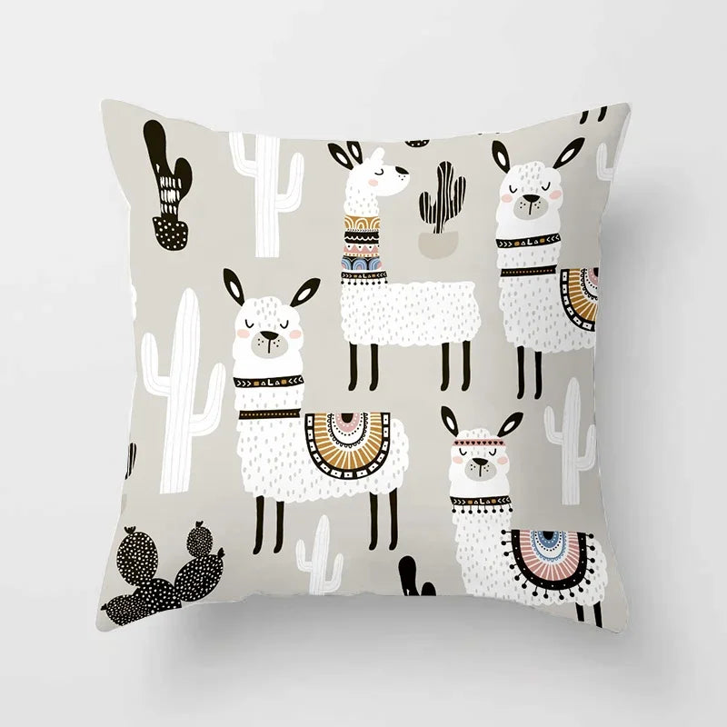 Cartoon Alpaca Llama Cushion Cover | 20 Designs | 30cm to 66cm