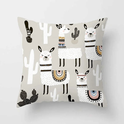 Cartoon Alpaca Llama Cushion Cover | 20 Designs | 30cm to 66cm