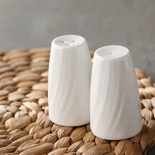 Salt Pepper Shaker Set Stylish White Ceramic