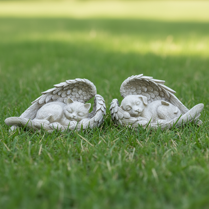 Angel Wing Pet Memorial Statue | Resin Dog Cat Figurine Garden Home Ornament