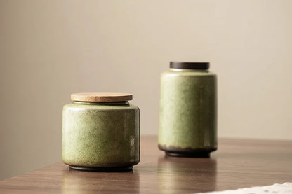 Artisan Ceramic Tea Canister with Bamboo Lid — Airtight Tea & Coffee Storage Jar | Pebble & Reed