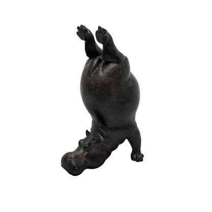 Yoga Hippo Resin Figurine | Zen Pose Animal Sculpture | Funny Home Decor Gift
