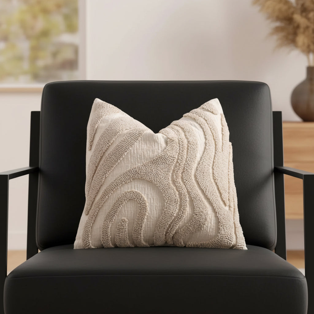 Cushion Cover Chenille | Decorative Stitched Lines Throw Pillow Polyester