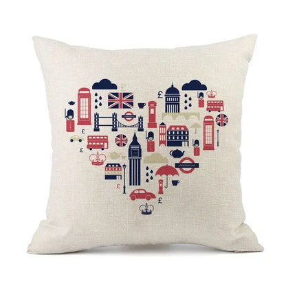 British London Cushion Cover | England Sofa Pillow Case Cotton Linen Polyester