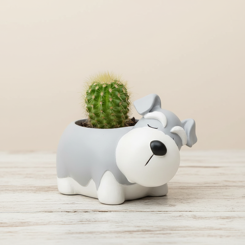 Schnauzer Dog Planter Pot | Resin Succulent & Cactus Pot 8x13.5x7.5cm