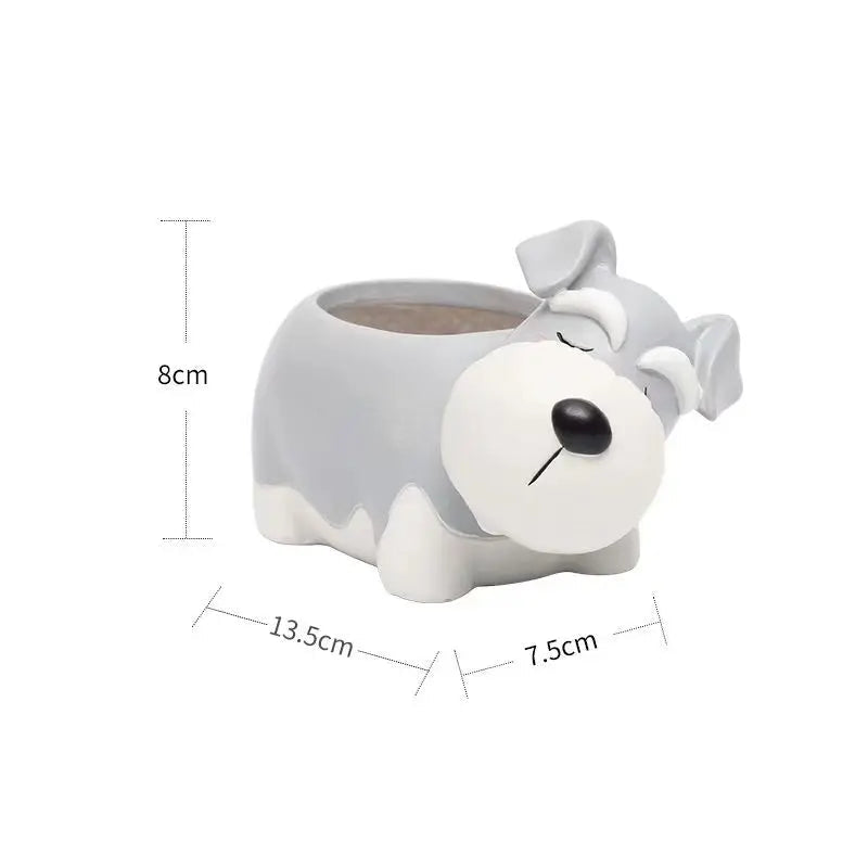 Schnauzer Dog Planter Pot | Resin Succulent & Cactus Pot 8x13.5x7.5cm
