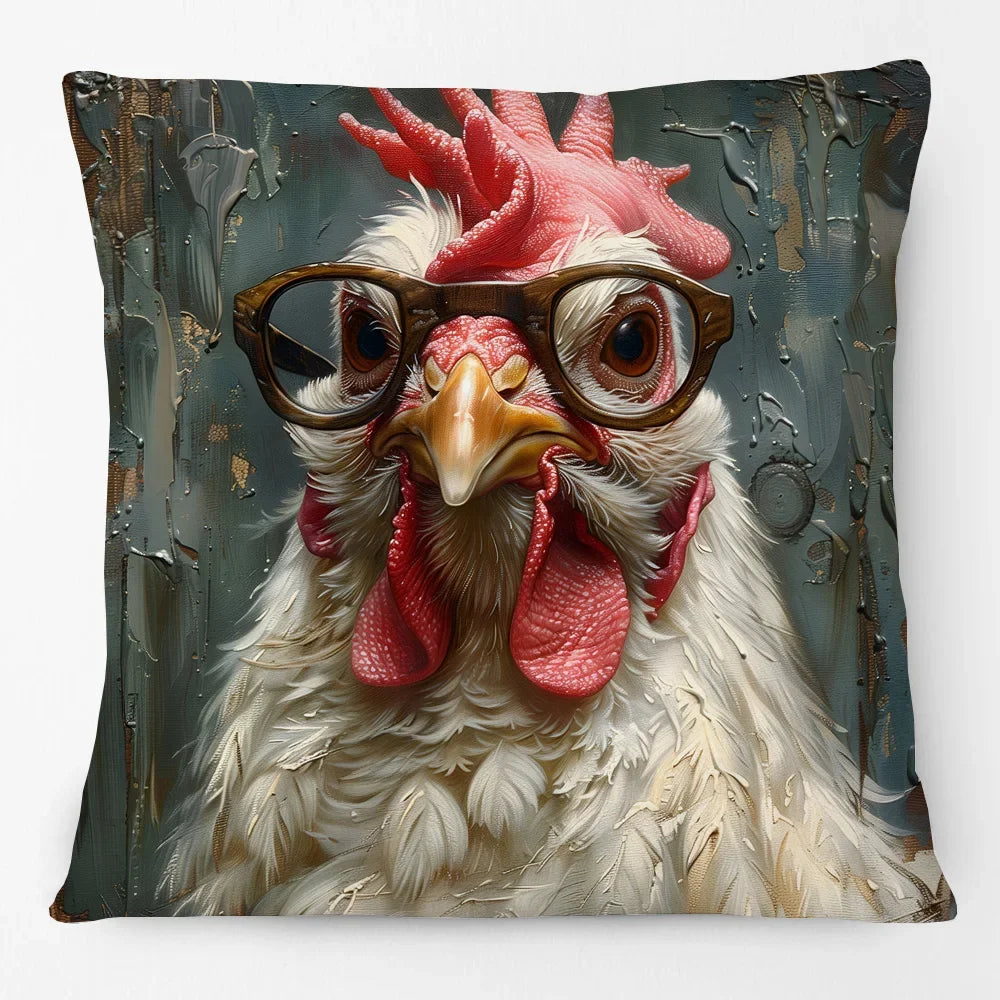 Cushion Cover Chicken Rooster Funny Farm Range