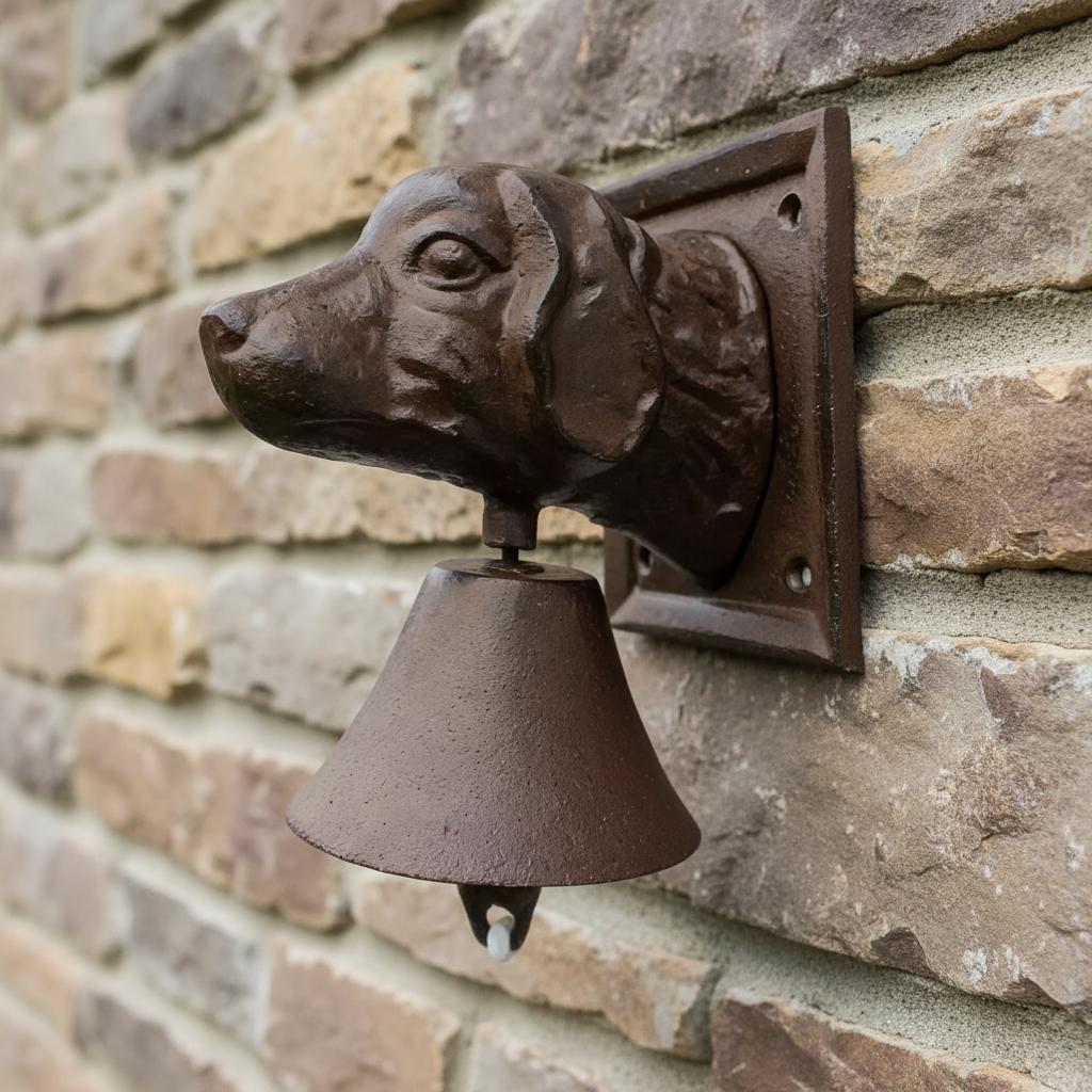 Doorbell Dog Hound Cast Iron Antique - 20x14.5cm