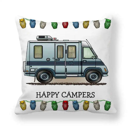 Happy Campers Cushion Cover Camping Caravan Motorhome