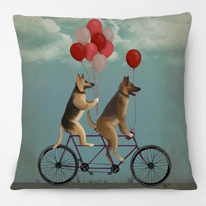 Dogs on Bikes Cushion Covers | Pug Dachshund Bulldog French Bulldog Dalmatian Golden Retriever Labrador Poodle | Retro Vintage Dog Art Pillow