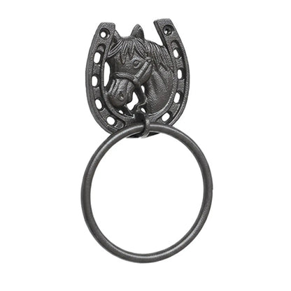 Horse Hand Towel Ring Rustic Cast Iron