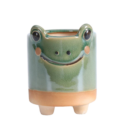 Funky Frog Planter Pot | Ceramic Succulent & Cactus Pot 7x10.5cm