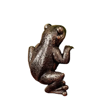 Frog Pot Hanger | Whimsical Bronze Frog Garden Decoration | Hanging Flower Pot Statue | Plant Pot Ornament