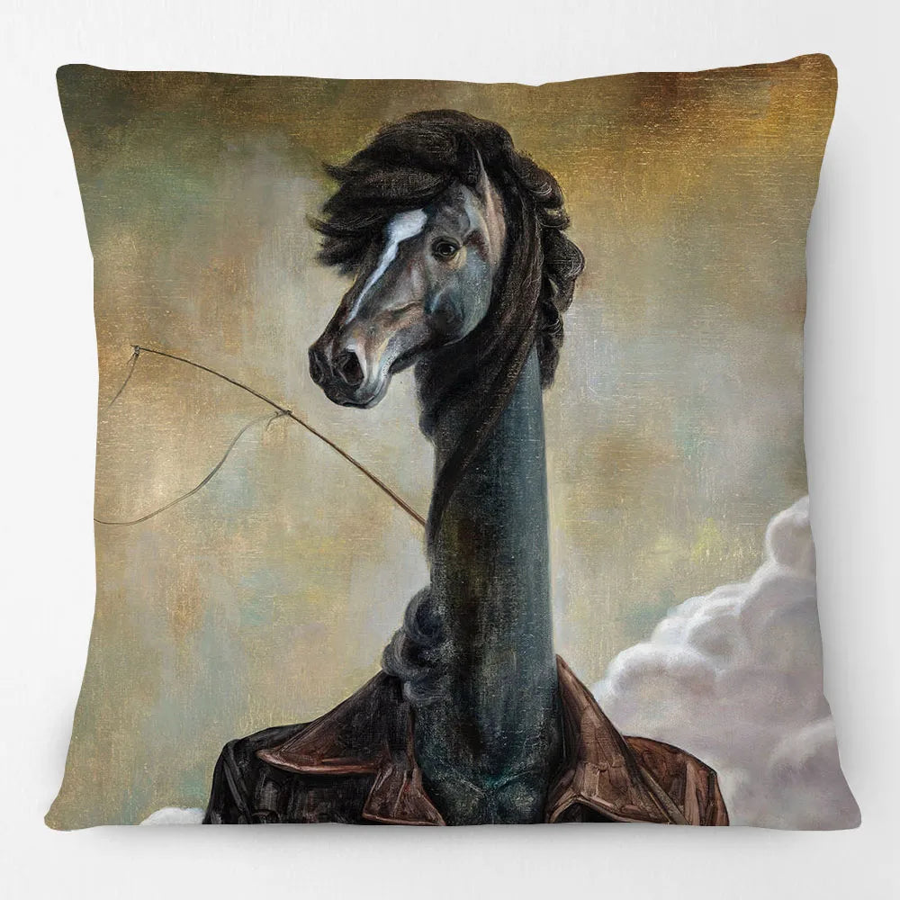 Funny Farm Animal Portrait Cushion Cover 45x45cm | Cow Sheep Horse Pig Chicken Rabbit Painting Pillow Cover | Country Farmhouse Decor