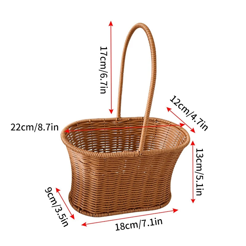 Hand Woven Rattan Style Basket | Picnic, Egg, Herb & Flower Basket | Farmhouse Garden Storage | Multiple Styles & Sizes