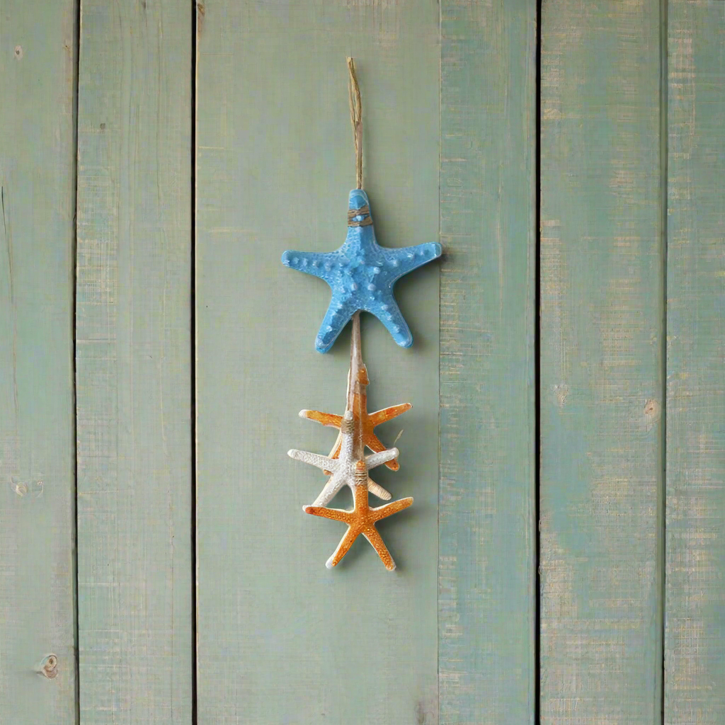 Hanging Wooden Starfish Coastal Beach House Decoration