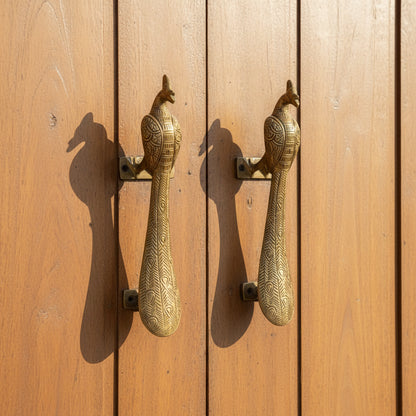 Peacock Bird Door Handle Brass Cabinet Pull Vintage