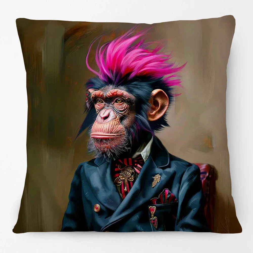 Fashion Animal Portrait Cushion Covers | Poodle Dog Pug Cat Fox Monkey Duck Elephant Throw Pillow Cases