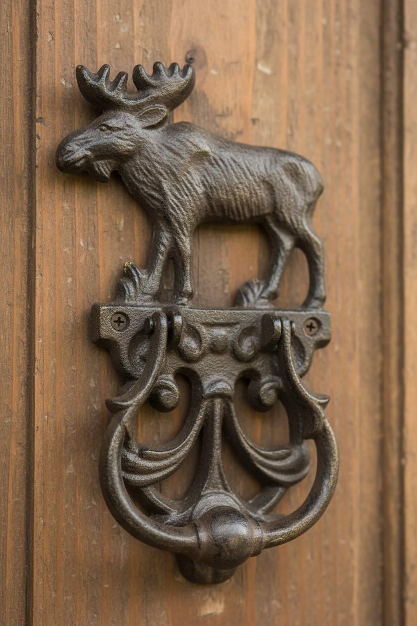 Door Knocker Cast Iron Moose Deer - Rustic Vintage
