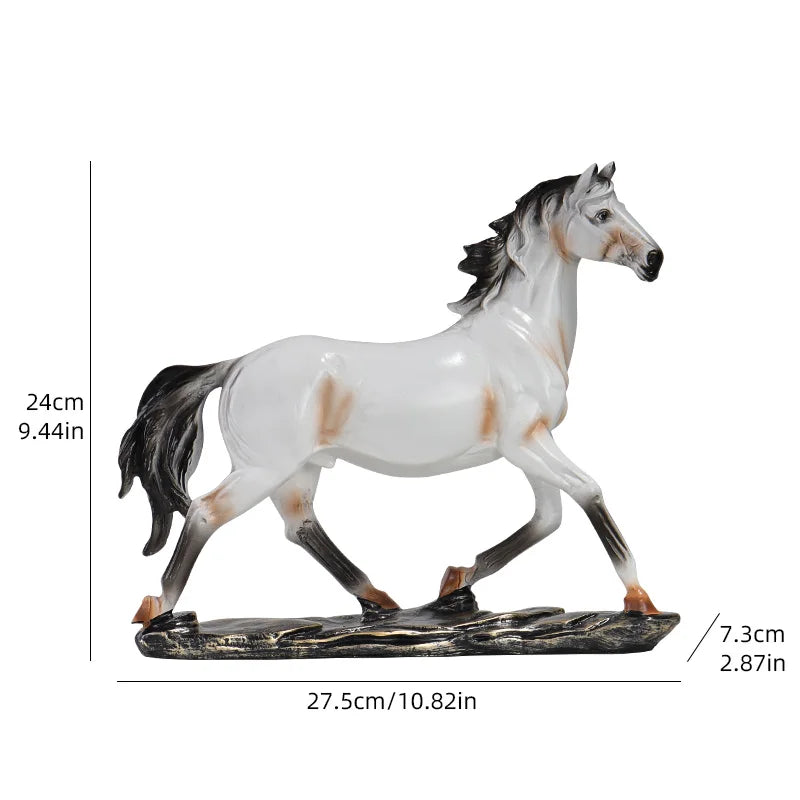 White Horse Sculpture Ornament - Resin Desk Decor Art