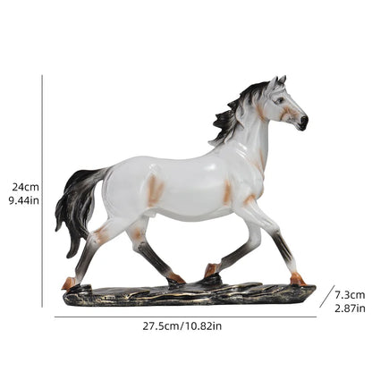 White Horse Sculpture Ornament - Resin Desk Decor Art