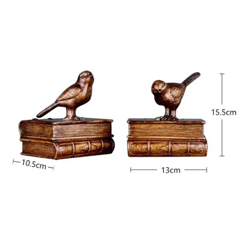 Retro Bird Bookends Resin Animal Book Holders 13cm - Aussie Stock