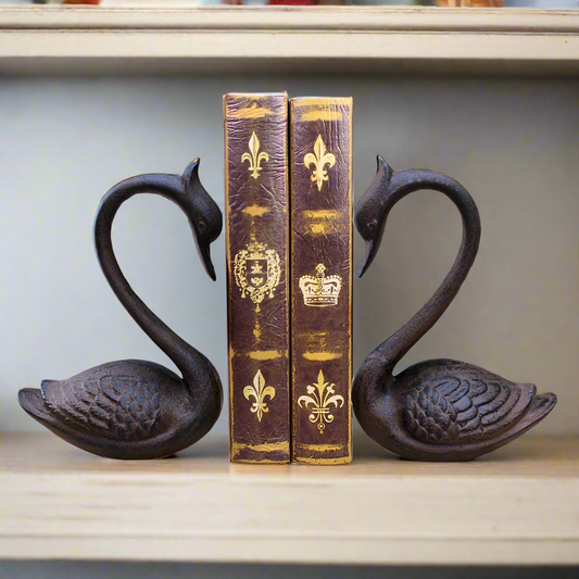 Bookends Swan Bird Pair Cast Iron