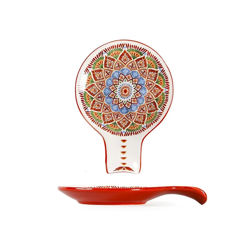 Spoon Rest Hand Painted Ceramic Mandala
