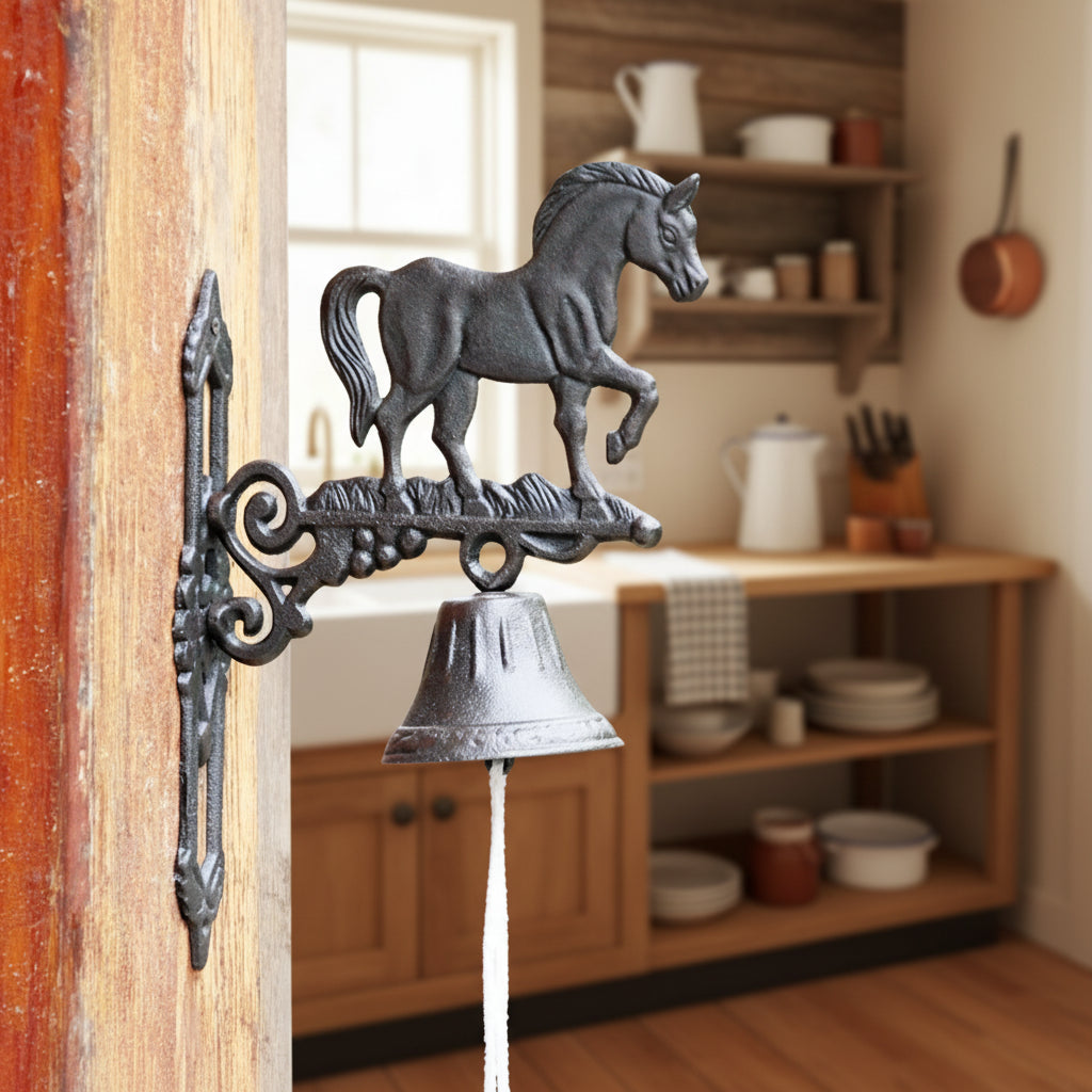 Horse Doorbell Cast Iron Prancing Farmhouse Dinner Bell