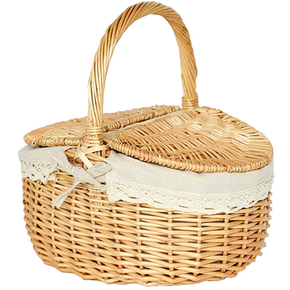 Basket with Lid Picnic Shopping Country Style