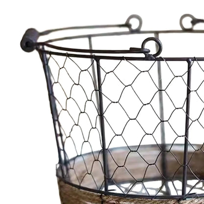 Storage Basket Fruit Eggs Metal Farmhouse