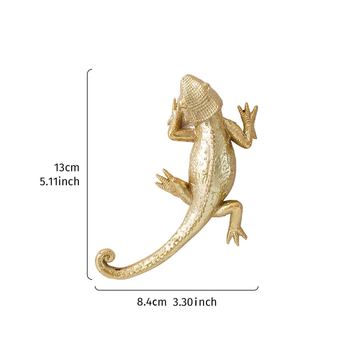 Gold Resin Lizard Wall Sculpture | Decorative Wall Hanging & Shelf Decor