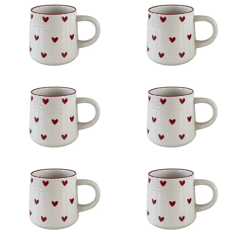Heart Mug Love Pink Hearts | Ceramic Coffee Cup Gift Set