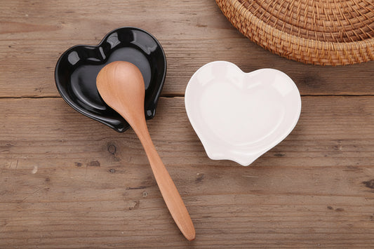 Heart Shaped Ceramic Spoon Rest - Kitchen Utensil Holder