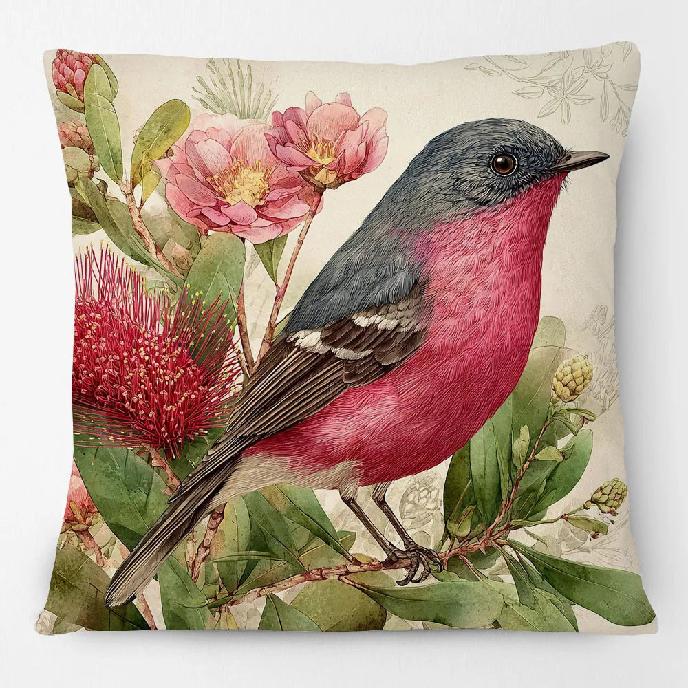 Cushion Cover Australian Animals Birds - Kangaroo Wallaby Wren